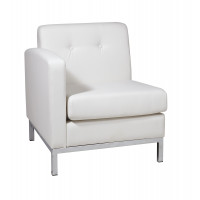 OSP Home Furnishings WST51LF-W32 Wall Street Single Armchair LAF. White Faux Leather
